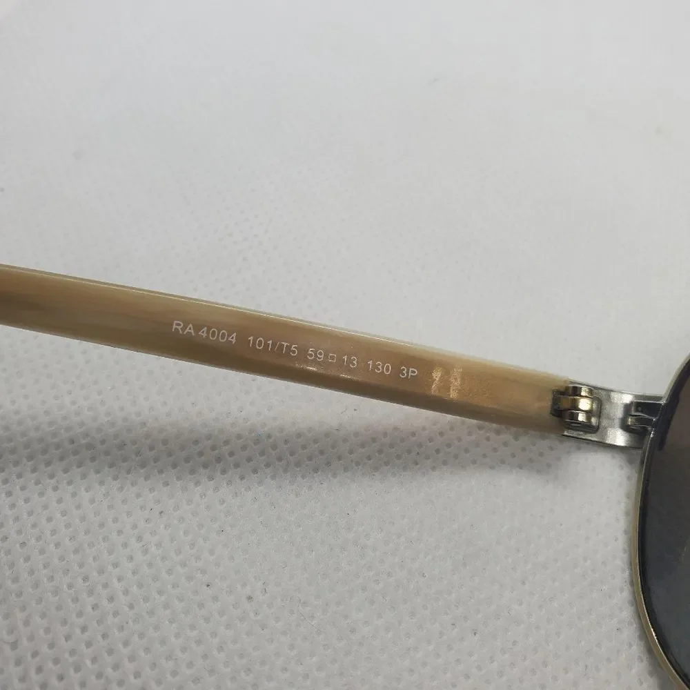 Ralph Lauren Polarized Silver & Tan Aviator Sunglasses